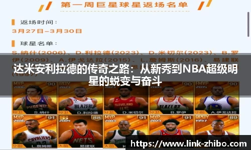 达米安利拉德的传奇之路：从新秀到NBA超级明星的蜕变与奋斗